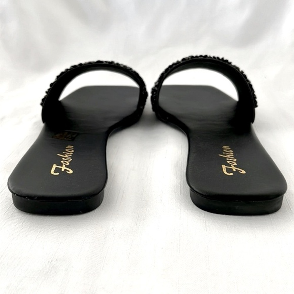 Black Textured Slip~Ons~ Slides / Dress Up or Down / Perfect For Summer - Picture 4 of 9